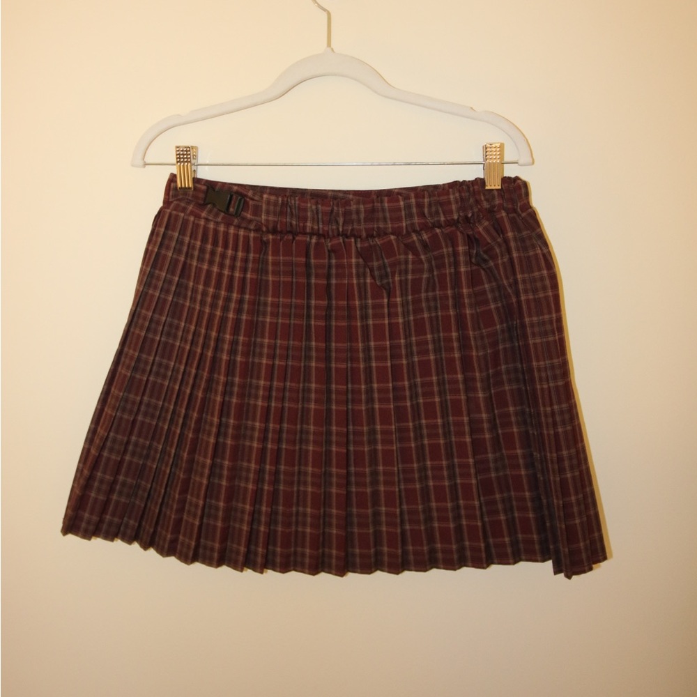 Maroon Pleated Skirt